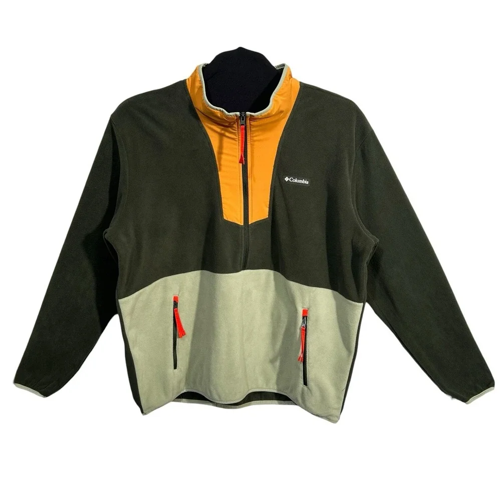 Columbia Men's Sequoia Grove Half Zip Fleece Pullover Jacket XXL Olive Green